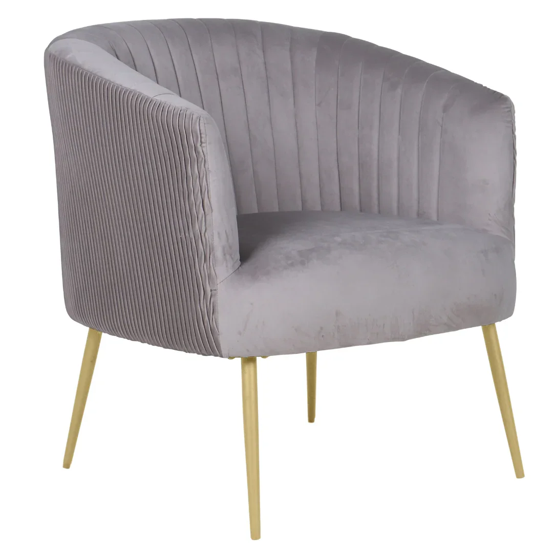 BT Perla Velvet Upholstered Fluted Back Armchair