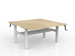 OL Agile Winder Height Adjustable Shared Desk – Oak Top with White Frame thumbnail 17