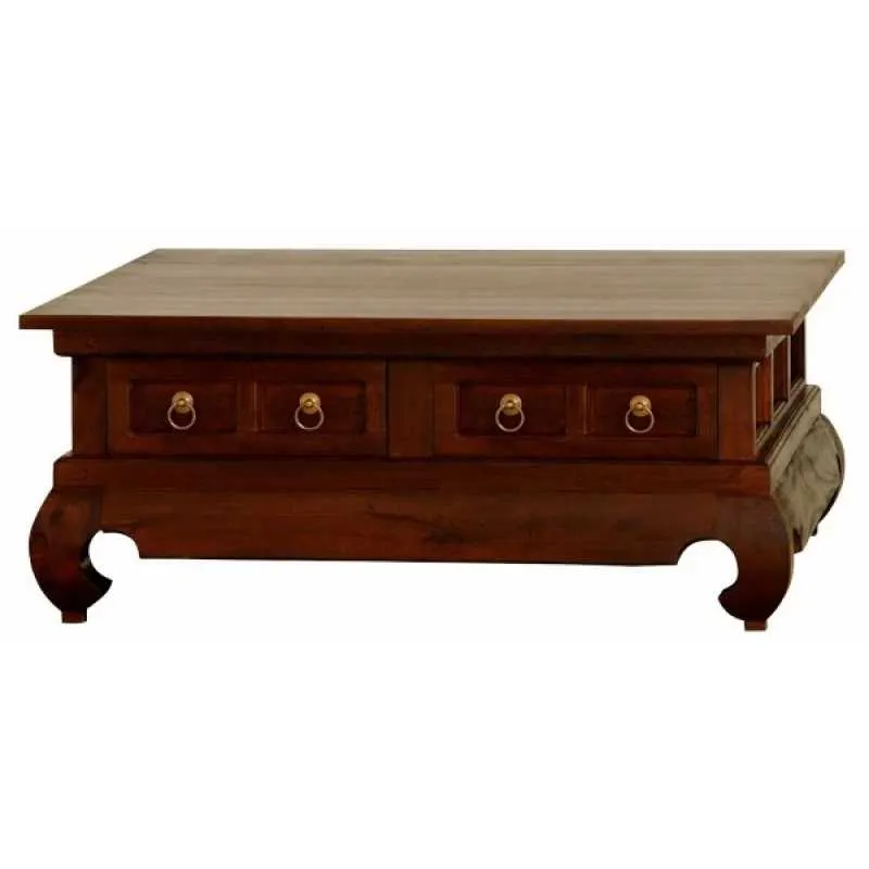 CT Dynasty Solid Timber 4 Drawer Opium Leg Square Coffee Table