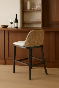 CR Tampa Timber Framed Rattan Back Fabric Seat Counter Stool thumbnail 3