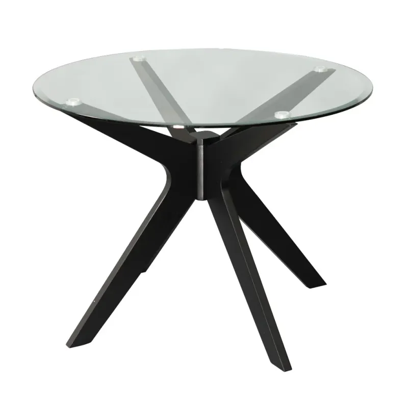 VI Tribeca Glass Top Timber Legs Round Dining Table