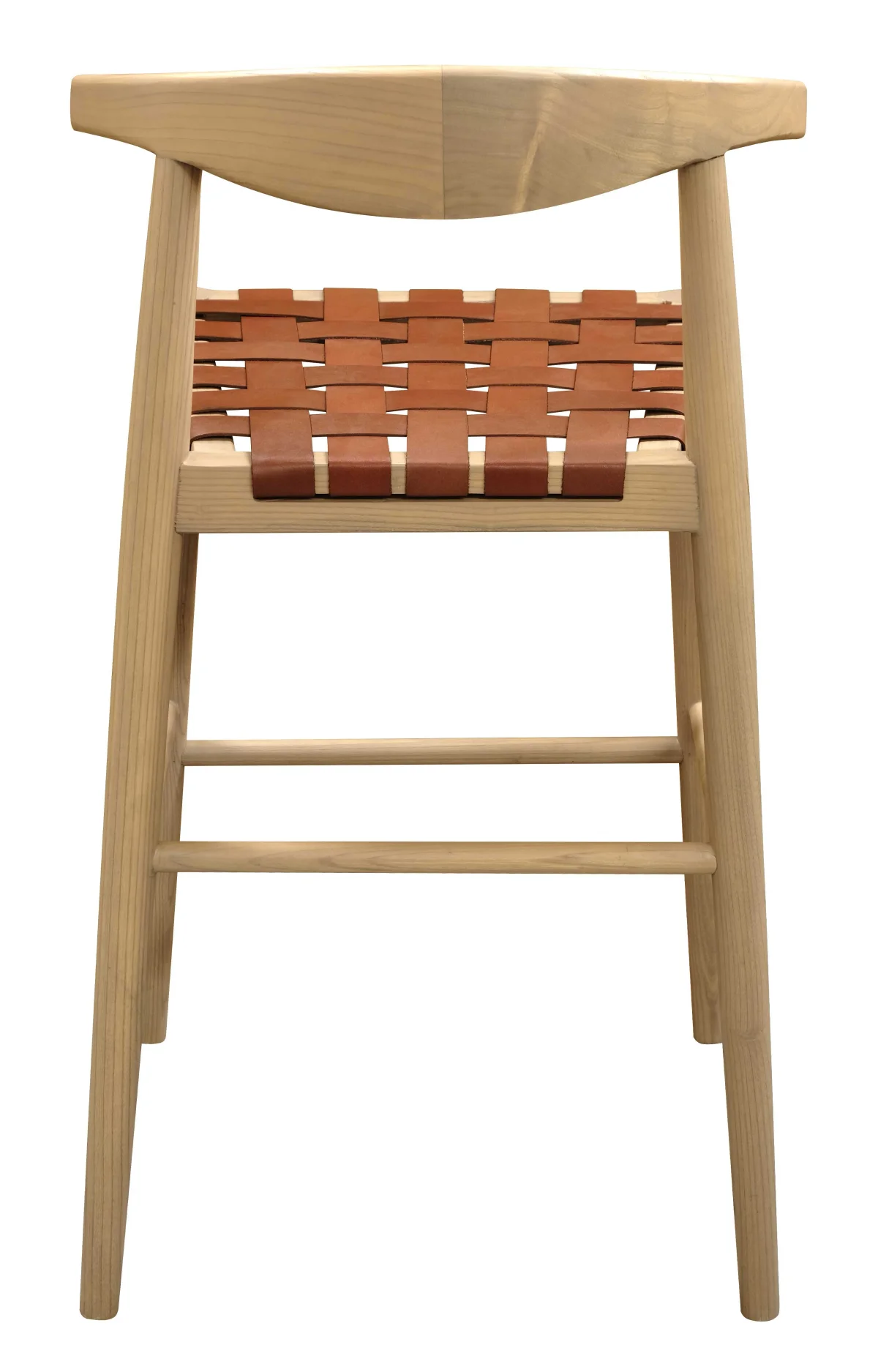 CT Elliot Genuine Leather Seat Timber Base Barstool - Set of 2