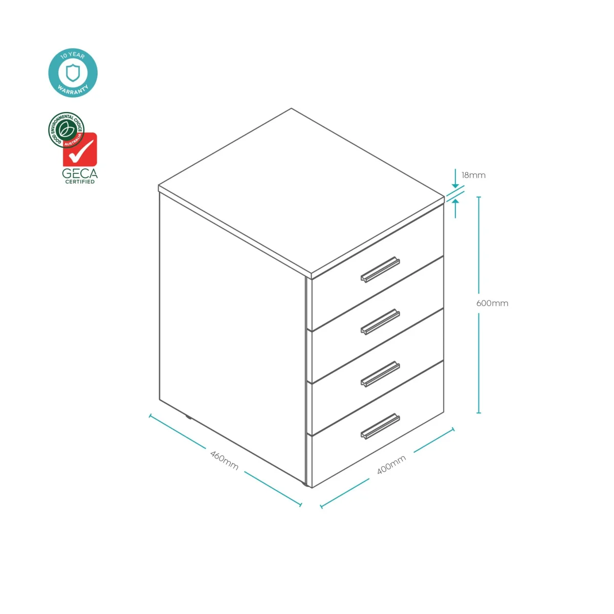 OL AltoSystem Mobile 4-Drawer Pedestal