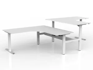 OL Agile Electric Height Adjustable 90° Shared Workstation - White Top White Frame thumbnail 2