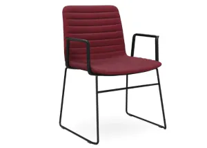 DD Nikola Black Sled Base Fabric Upholstered Chair with Arm Rest thumbnail 2