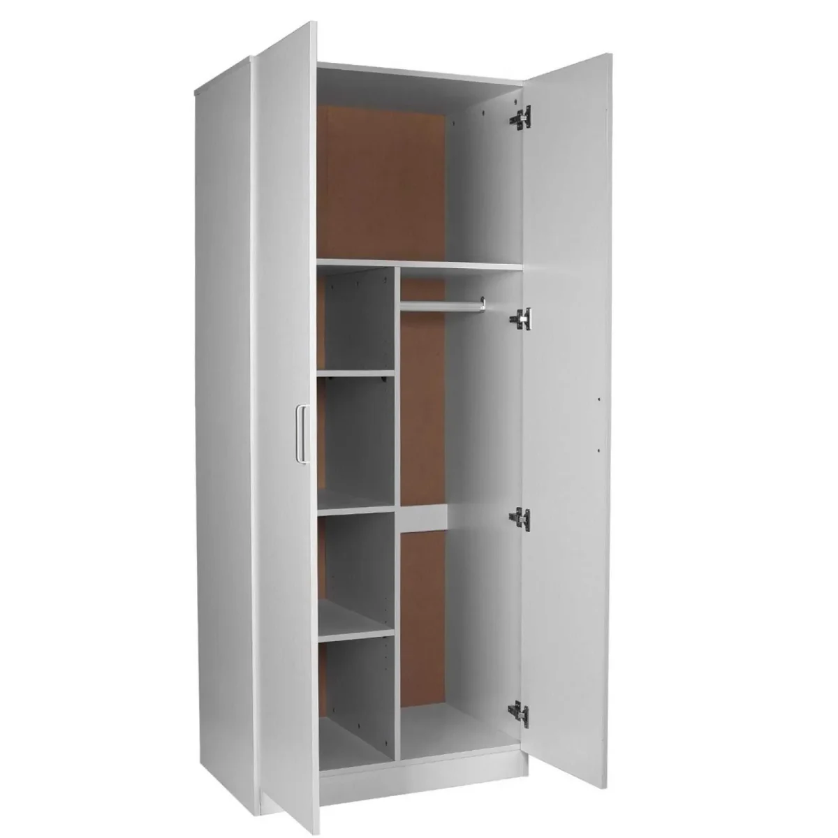 HE Randwick 2 Door 5 Shelves Wardrobe with Hanging Rail