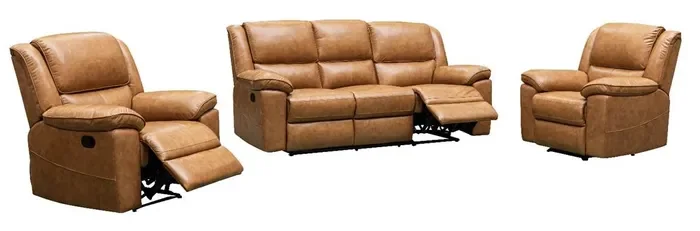 EL Simoca 3 Seater + 2 Single Seater Leather Recliner Lounge Set
