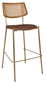 EZ Texas Metal Leg Rattan Back Barstool - Light Oak thumbnail 15