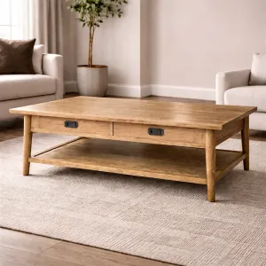 MF Tiffany Solid Timber 2 Drawer Coffee Table thumbnail 2