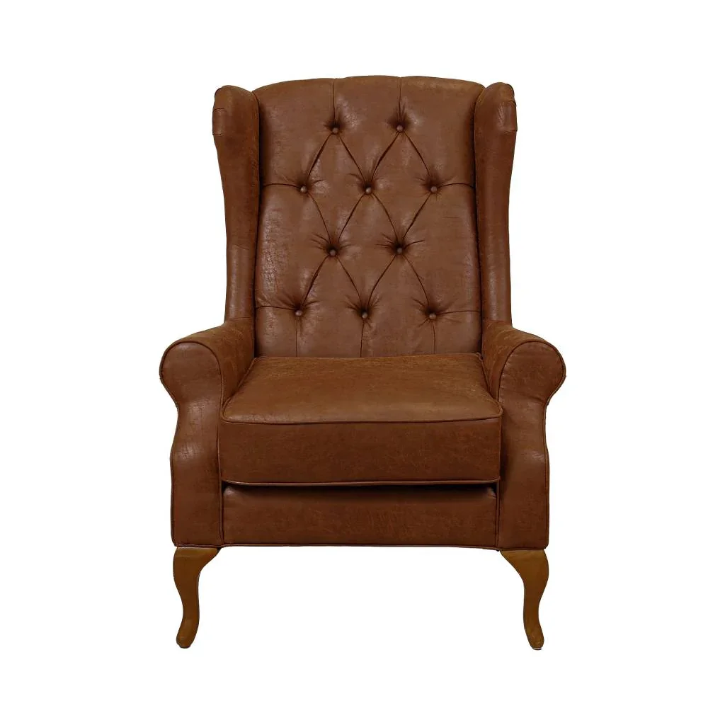 VI Winston Fabric Upholstered Timber Leg Wing Chair