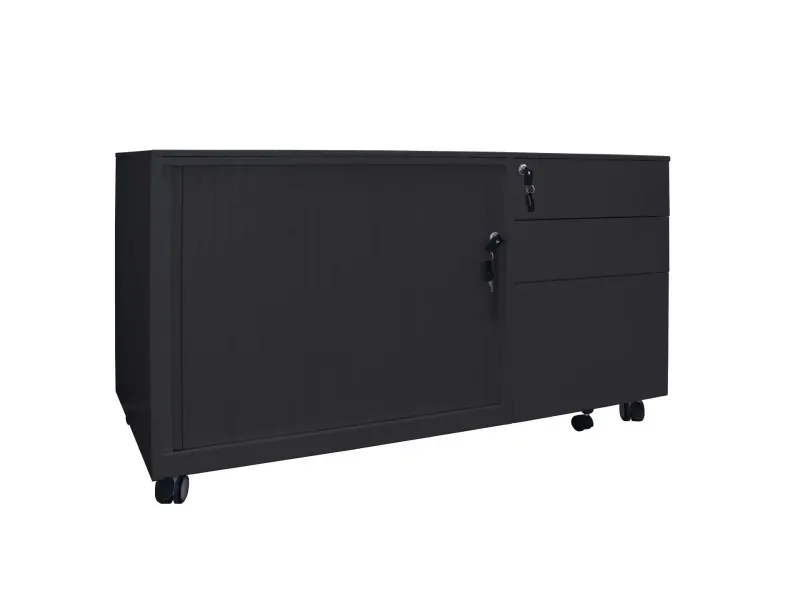 RL Go Steel Lockable 2 Drawer 1 File Drawer Tambour Door Mobile Caddy