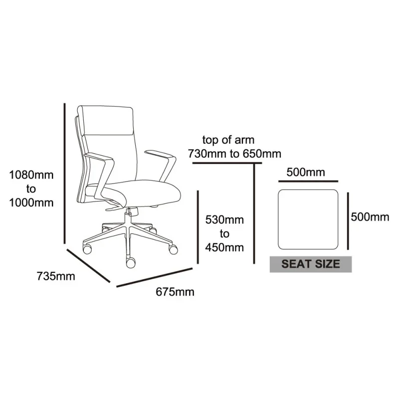 MA Aston PU Leather Low Back Executive Chair thumbnail 2