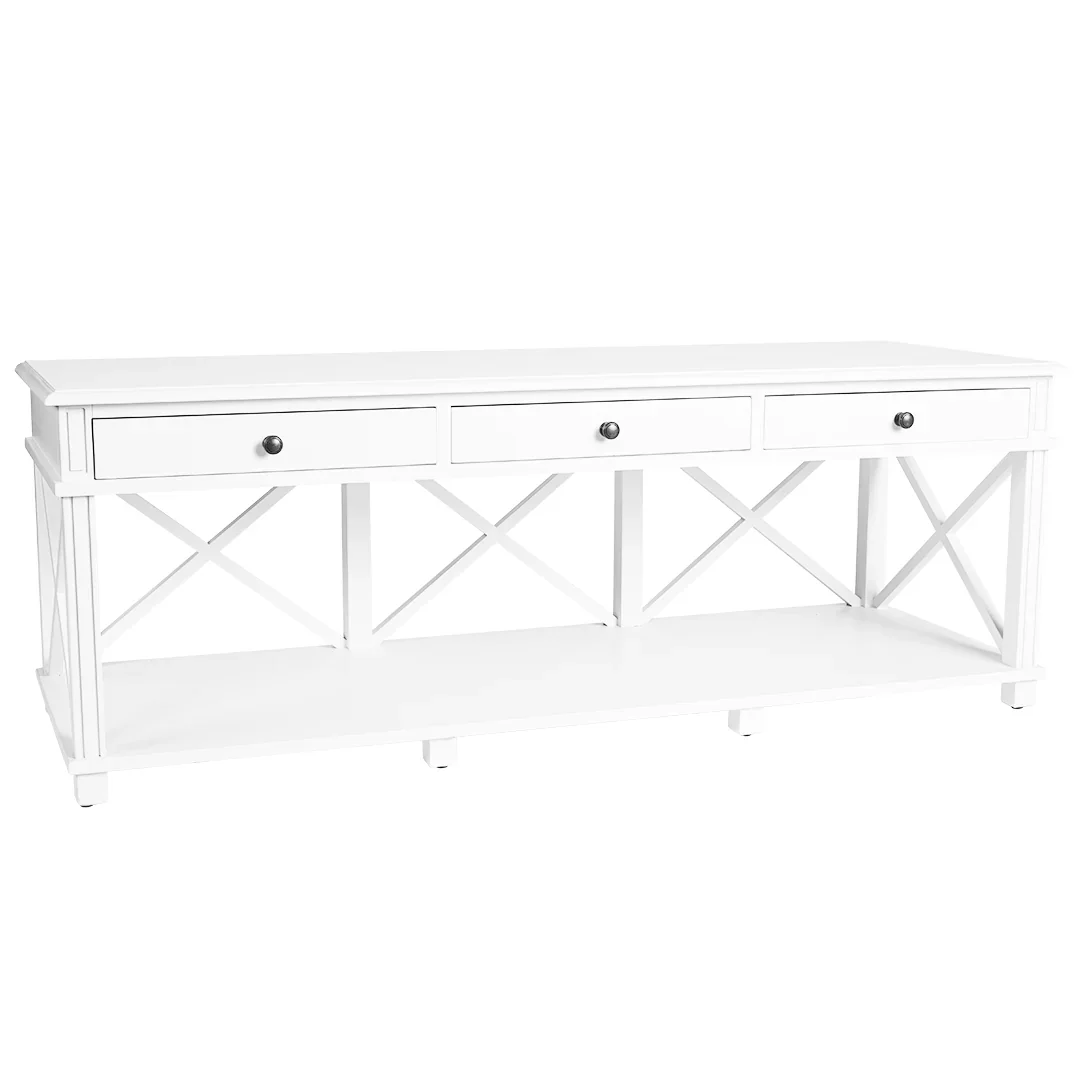 SH Mateo Solid Timber 3 Drawer Entertainment Unit - White