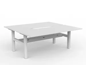 OL Agile Fixed Height 2 User Shared Desk – White Top with White Frame thumbnail 2