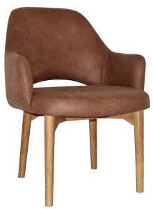 EZ Albury Solid Oak Stained Timber Upholstered Hospitality Dining Armchair - XL thumbnail 15