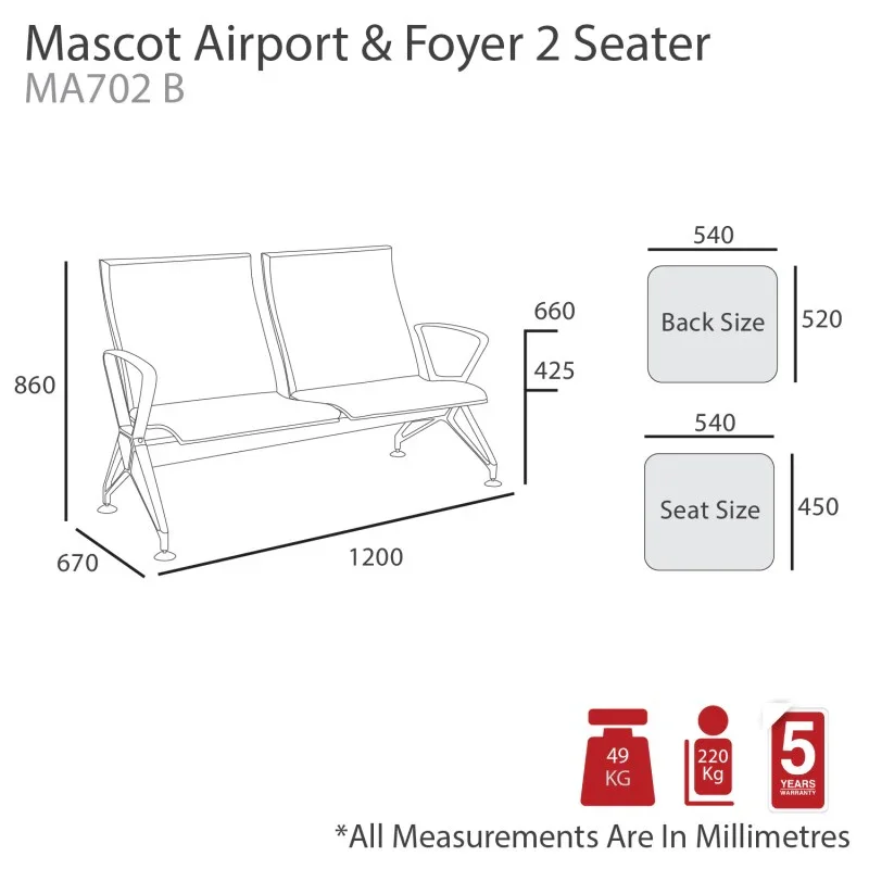MA Mascot Airport PU Upholstered Beam Seating thumbnail 5