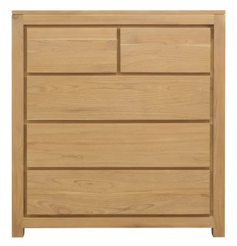 CT Amsterdam Solid White Cedar Timber 5 Drawer Tallboy