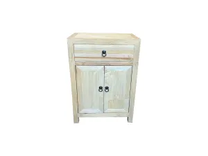 MF Solid Timber 1 Drawer 2 Doors Bedside Cabinet thumbnail 1