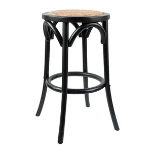 VI Cafe Timber Framed Rattan Seat Kitchen Stool thumbnail 1