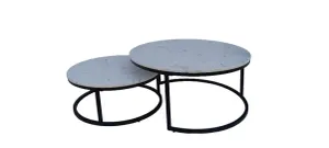 VI Caspian Marble Top Metal Base 2 Piece Round Coffee Table Set thumbnail 1