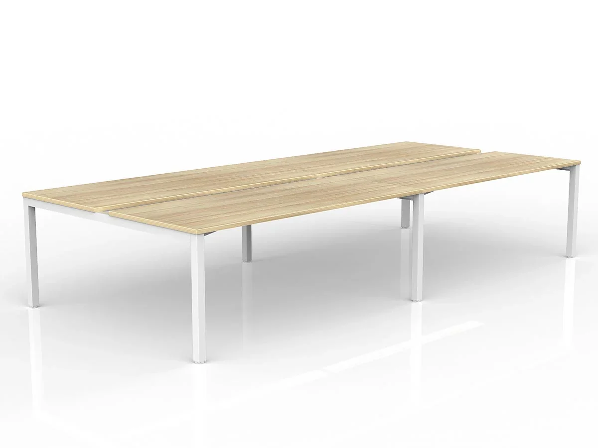 OL Axis 4-User Double Sided Workspace – Oak Top with White Frame