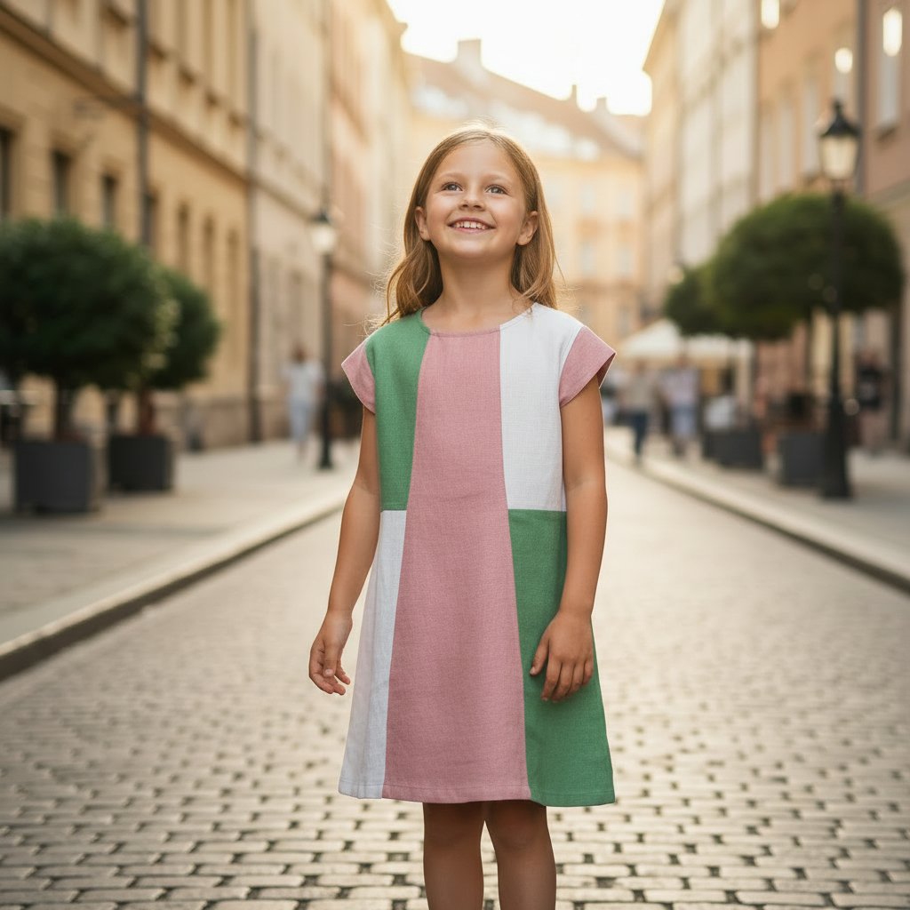 Miramara Designs - Karen Colorblock Girls Linen Dress