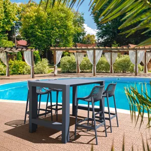 FL 5 Piece Outdoor Bar Table Setting with Air Barstools thumbnail 4