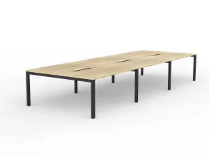 OL Axis 6-User Double Sided Workspace – Oak Top with Black Frame thumbnail 11