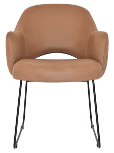 EZ Albury Black Metal Sled Base Upholstered Hospitality Dining Armchair thumbnail 9