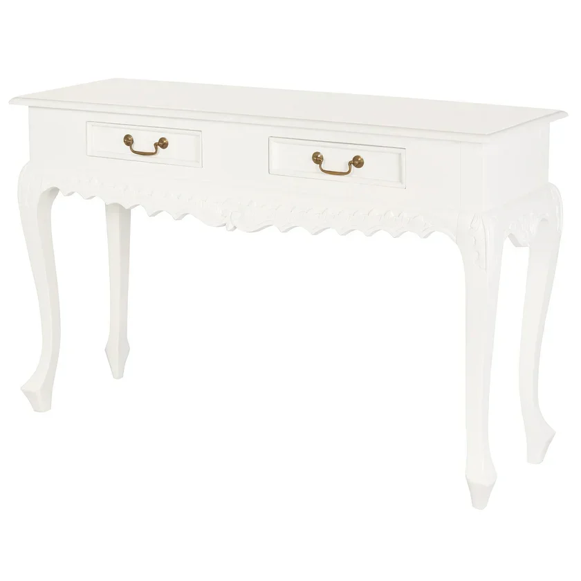 CT Seine Carved Solid Timber 2 Drawer Sofa Table