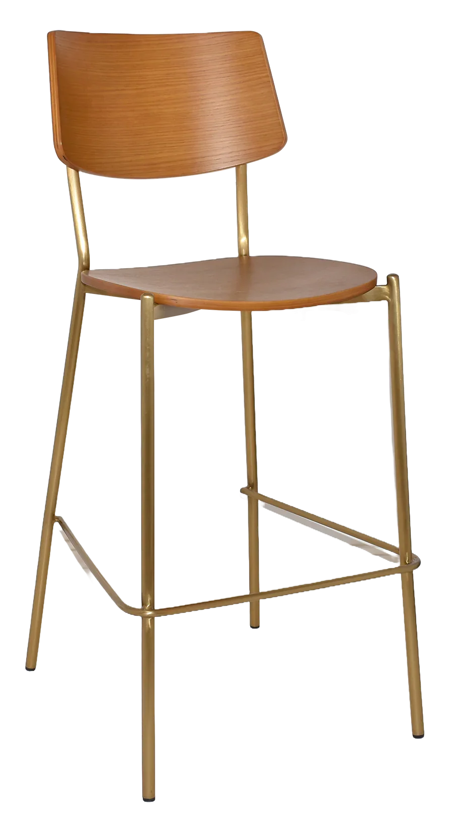 EZ Texas Brass Leg Barstool with Light Oak Veneer Back