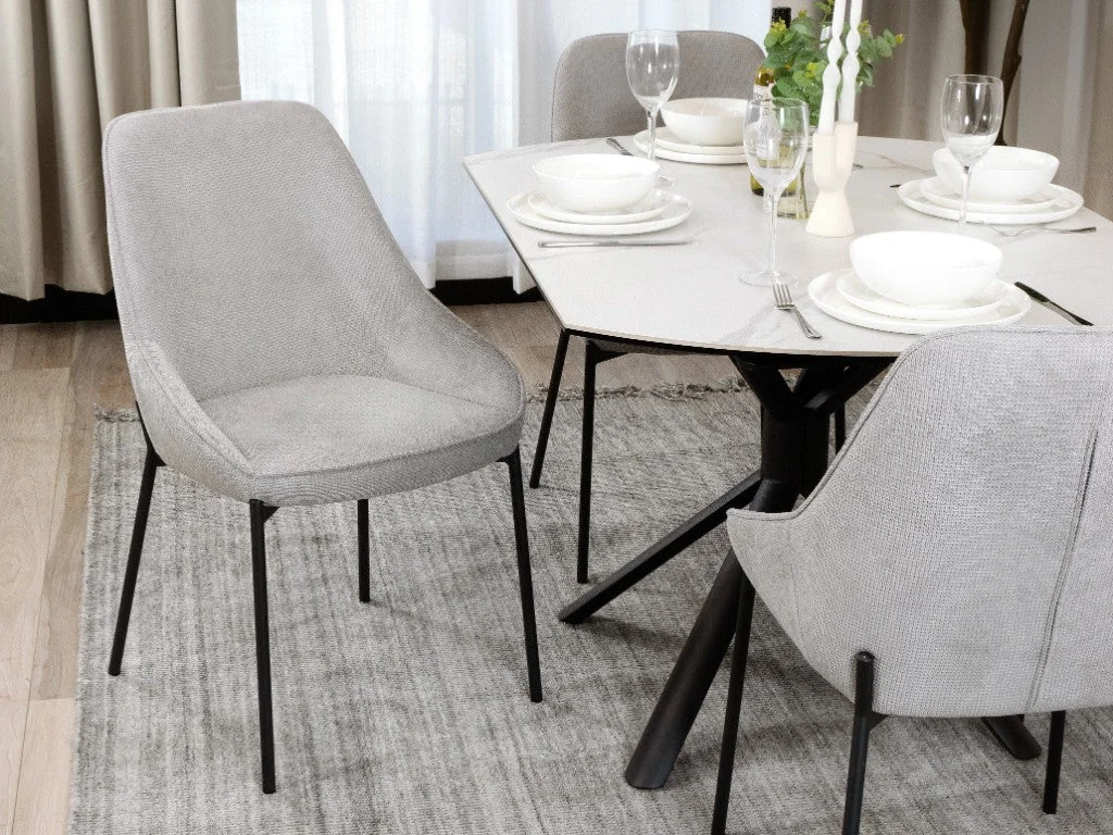 VI Titan Fabric Upholstered Metal Leg Dining Chair