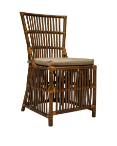CR Roma Natural Rattan Fabric Seat Dining Chair thumbnail 1