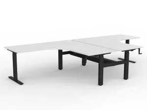 OL Agile Winder Height Adjusting 90° Shared Workstation - White Top Black Frame thumbnail 1
