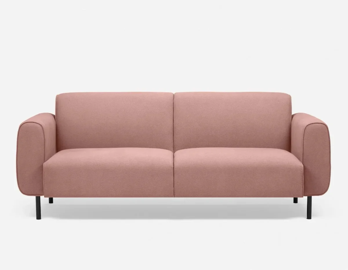 HE Stanly Fabric Upholstered Metal Leg 3 Seater Sofa