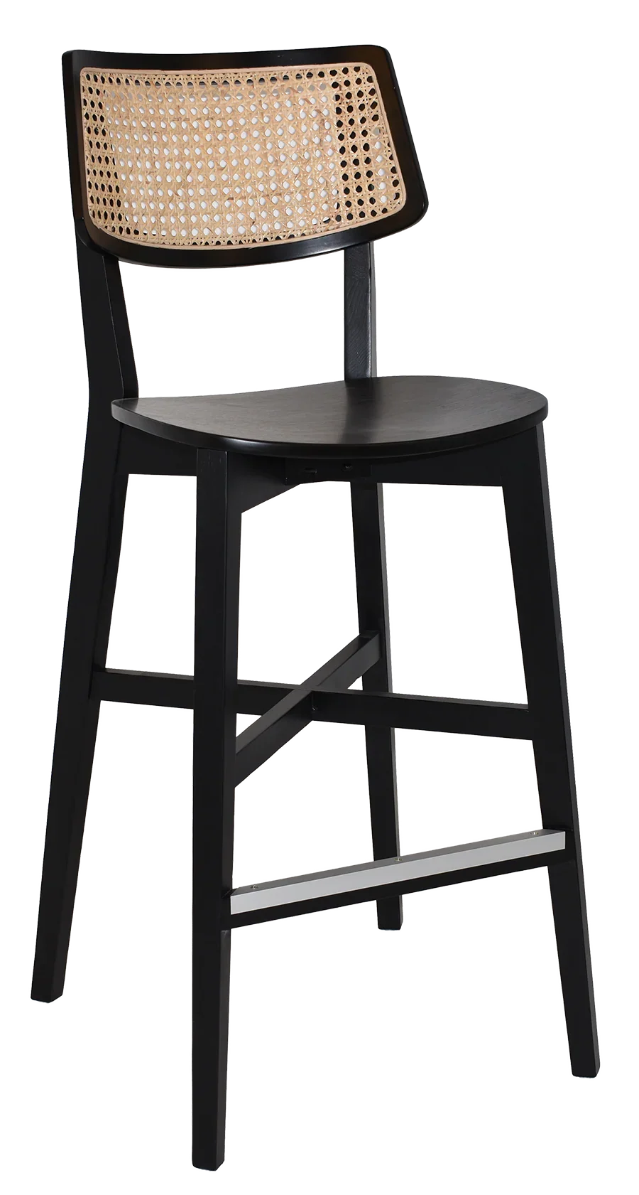EZ Phoenix Solid Timber Framed Rattan Back Barstool