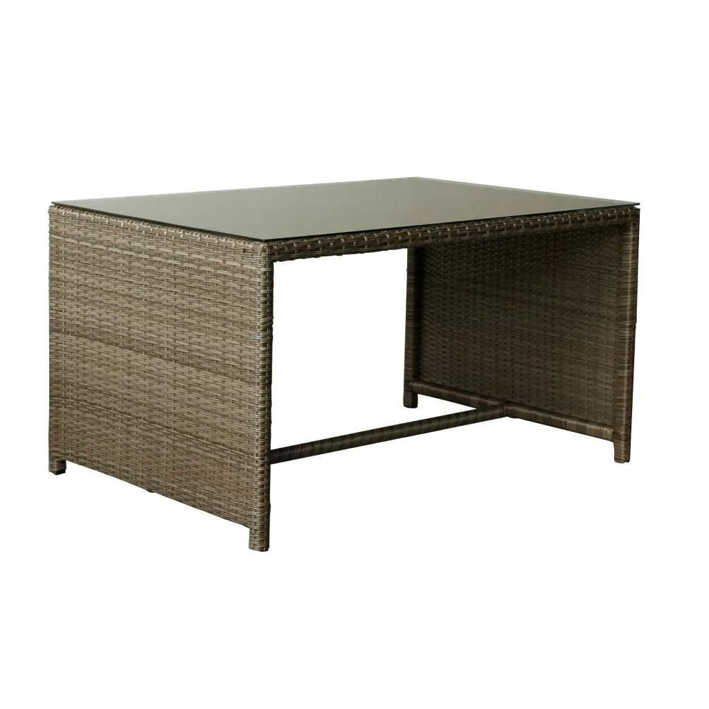 VI Monte Wicker Weaved Outdoor Nested 2 Dining Table with 4 Bench Set