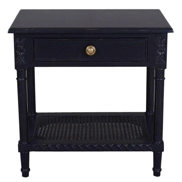 DA Polo 1 Drawer Black Bedside Table