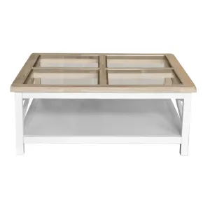 VI Shellwood Solid Timber Glass Top Square Coffee Table with Shelf thumbnail 1