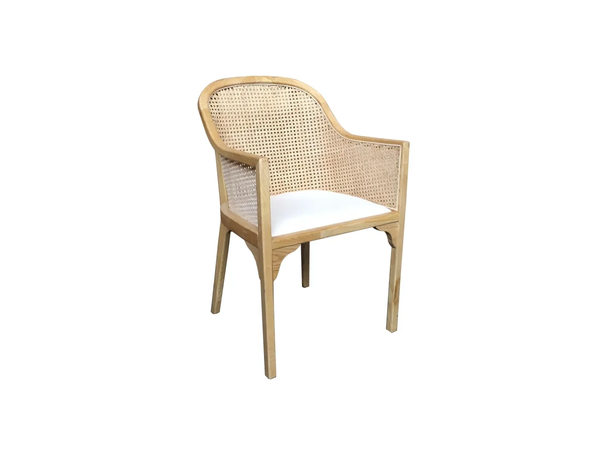 MF Selina Natural Rattan Fabric Upholstered Dining Armchair