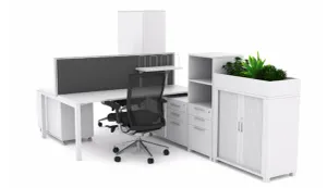 OL Axis 2-User Double Sided Workspace – Oak Top Black Frame thumbnail 5