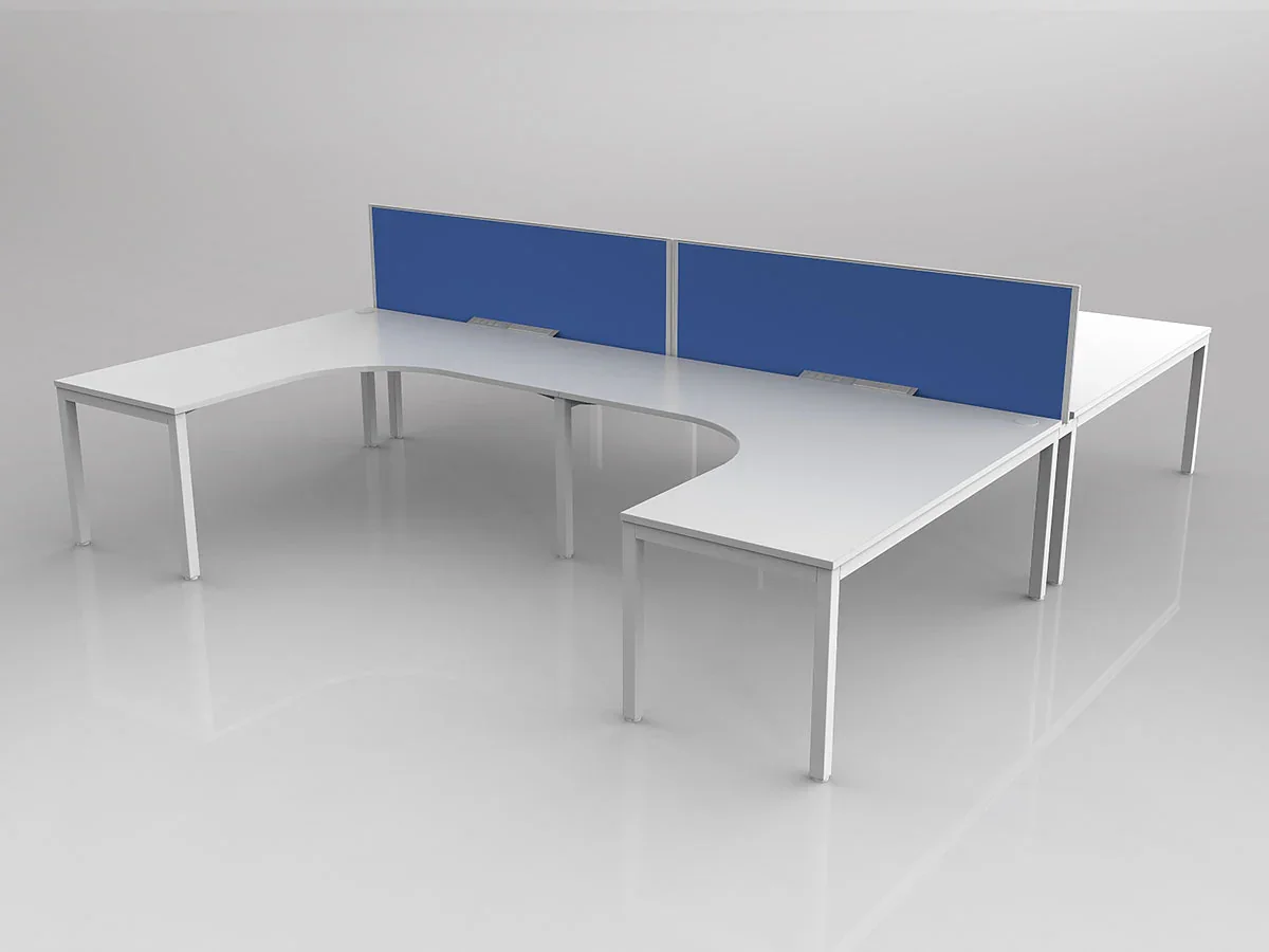OL Axis 4 User H-Shape 90° Workstation with Screen - Breathe Fabric