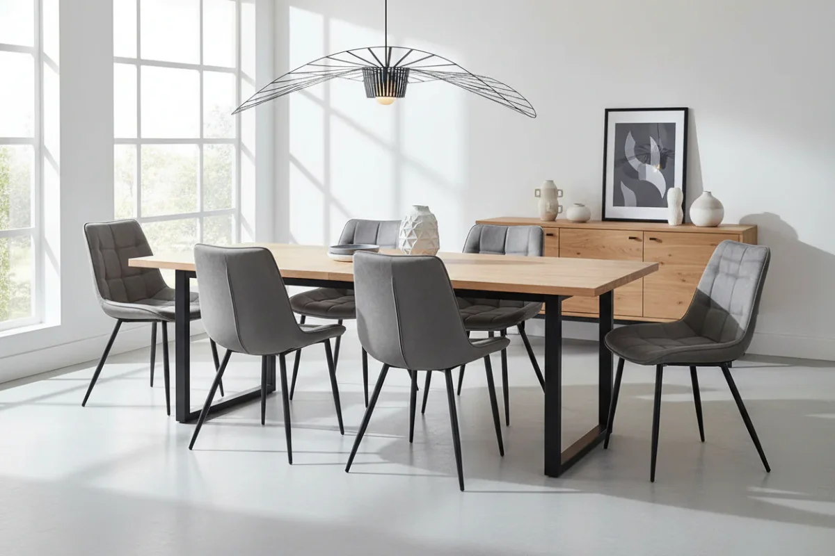 VI Giselle PU Leather Upholstered Metal Leg Dining Chair