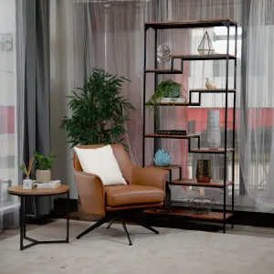 VI Baril Leather Upholstered Metal Legs Swivel Armchair thumbnail 6
