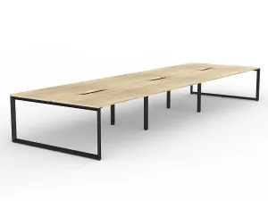 OL Anvil 6-User Double Sided Workspace – Oak Top with Black Frame thumbnail 7
