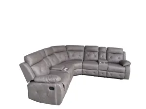 BT Oxley Fabric Upholstered 5 Seater Recliner Corner Lounge with Console thumbnail 1
