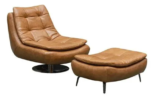 EL Alpine Leather Upholstered Accent Ottoman