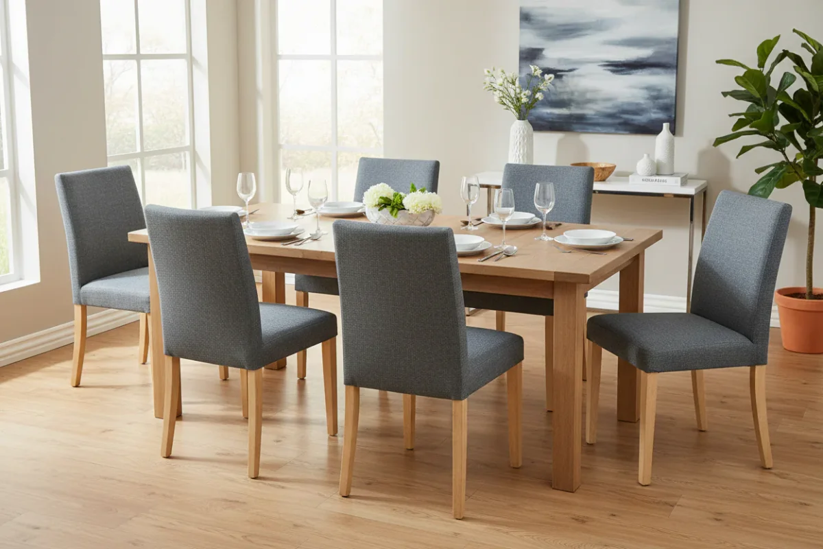 VI Fitz Fabric Upholstered Timber Legs Dining Chair