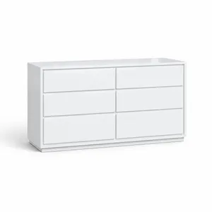 MD Verona All White 6 Drawer Low Chest thumbnail 1