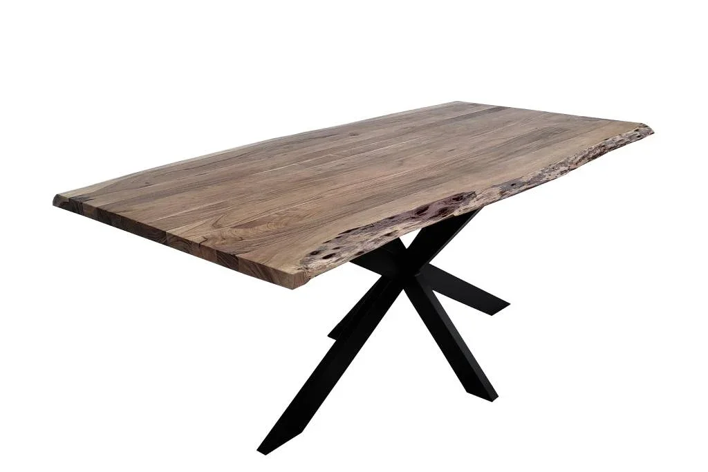 VI Elba Solid Timber Top with Metal Base Dining Table